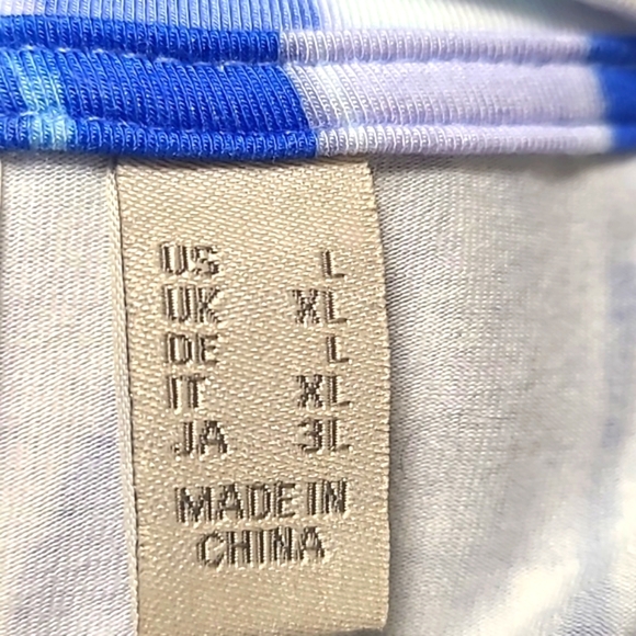 LOGO Blue & White Patterned Midi-Dress with Side Pockets, Size Large - Picture 10 of 11